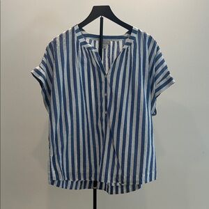 J. Crew Blue and White Striped Button Down Shirt
